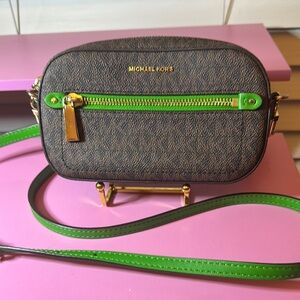 Michael Kors Brown and Green Crossbody Bag
